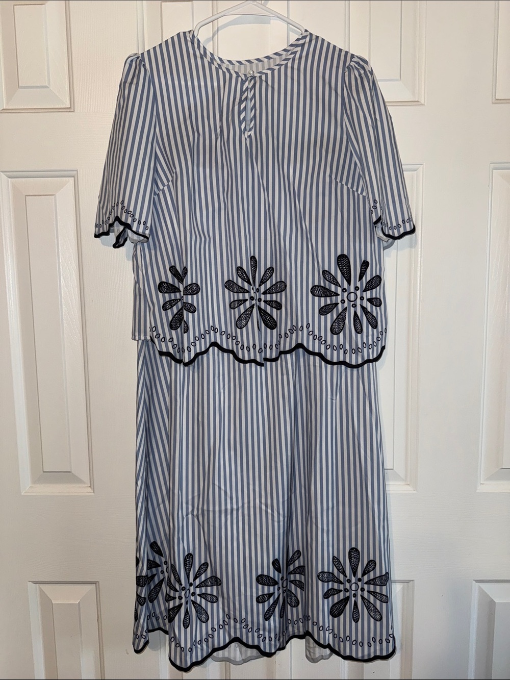 Striped Blue & White Floral Printed Women’s Shirt & Skirt